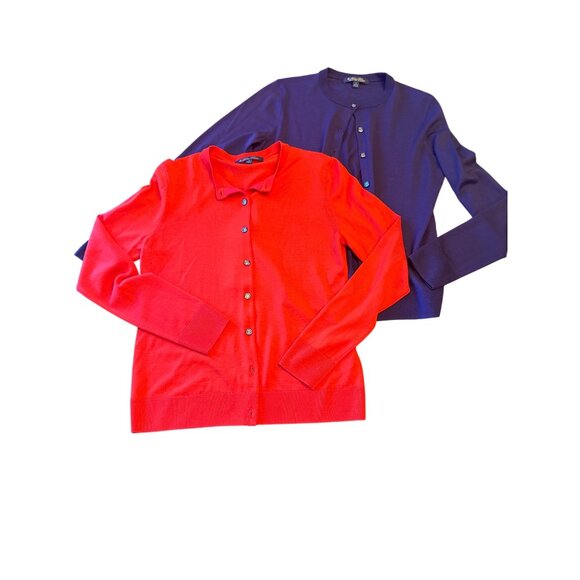 Brooks Brothers Super Fine Merino Cardigans Lot of 2 Red & Purple Size Small - Picture 1 of 5